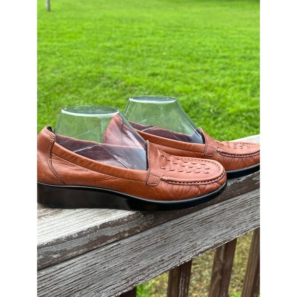 SAS Weave Slip-On Loafer Womens Size 9M Brown Leather Tripad Comfort Made in USA - Picture 3 of 9